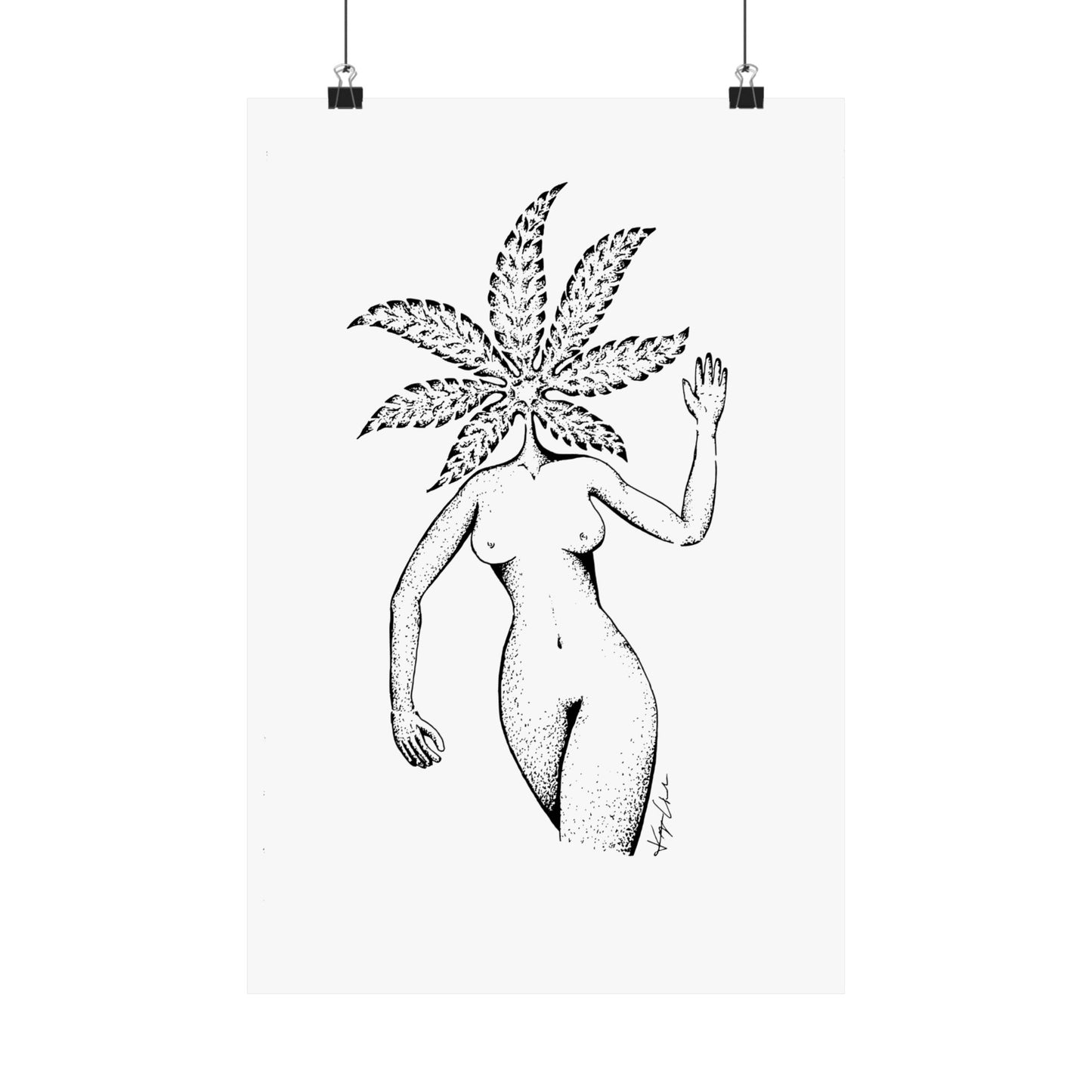 Botanical Art Poster - Unique Leafy Figure Design for Home Decor