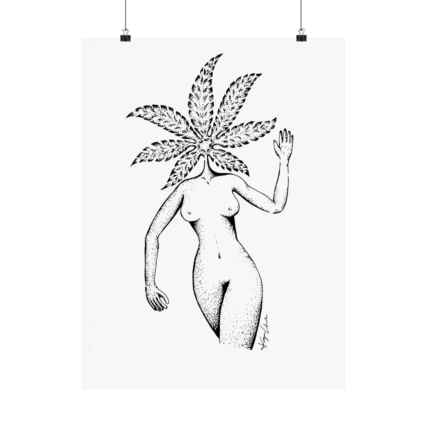 Botanical Art Poster - Unique Leafy Figure Design for Home Decor