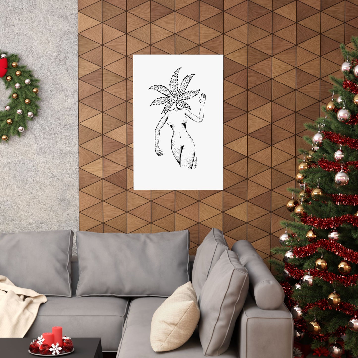 Botanical Art Poster - Unique Leafy Figure Design for Home Decor