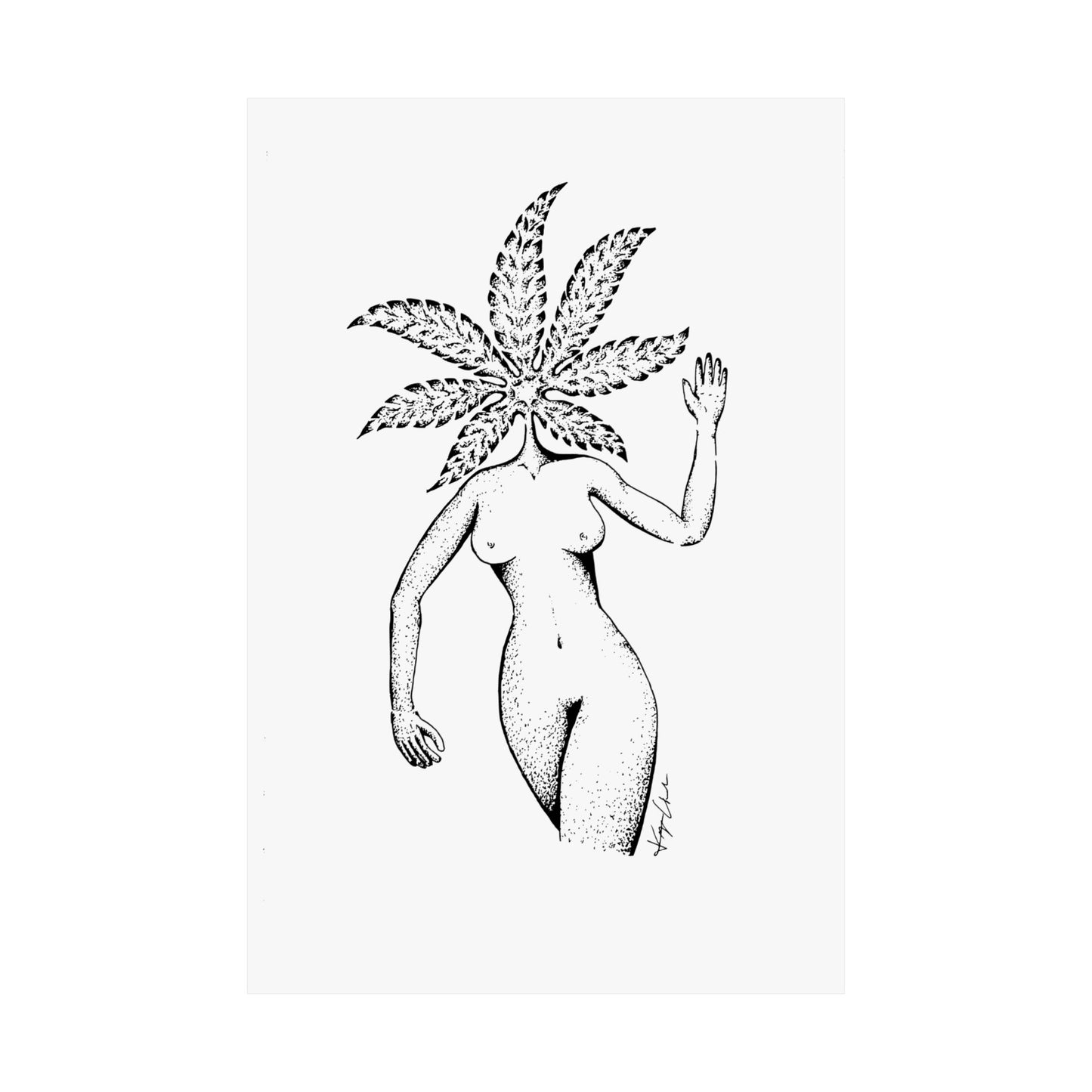 Botanical Art Poster - Unique Leafy Figure Design for Home Decor