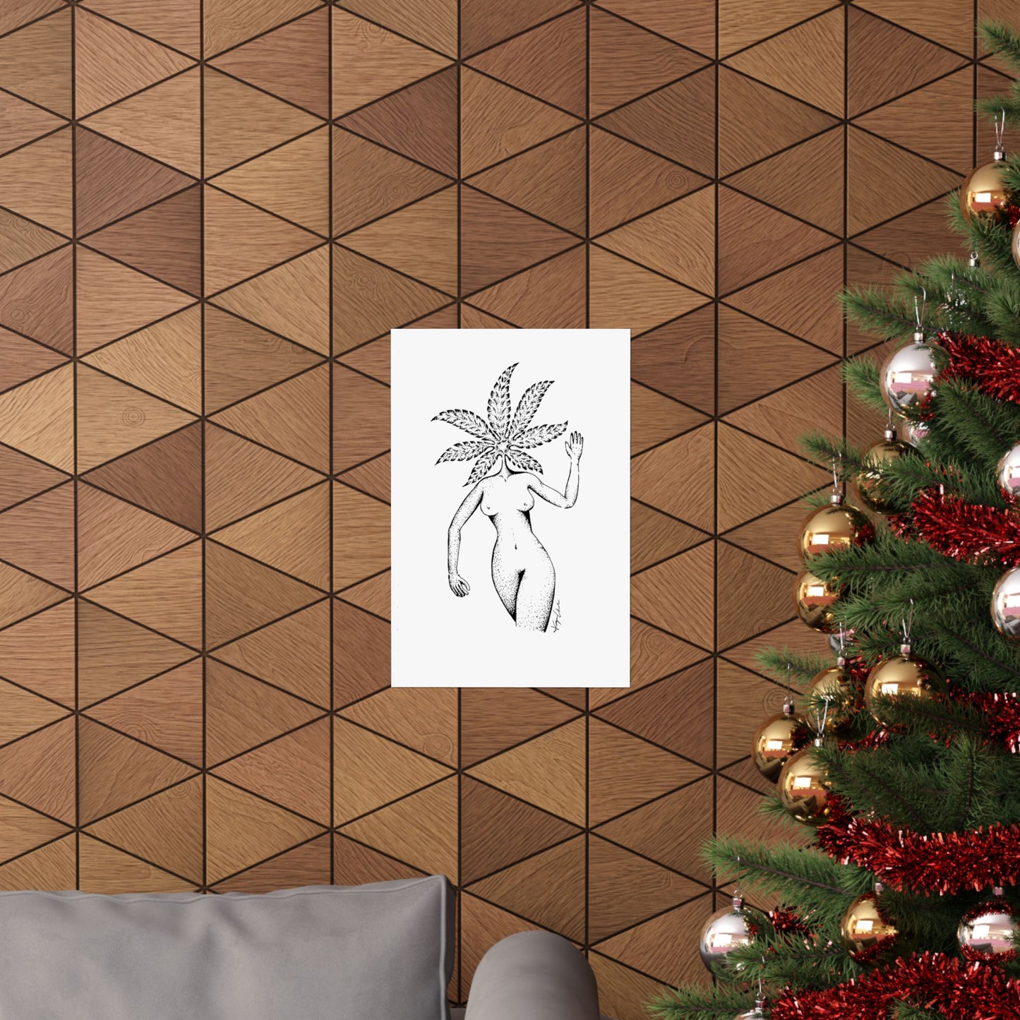 Botanical Art Poster - Unique Leafy Figure Design for Home Decor