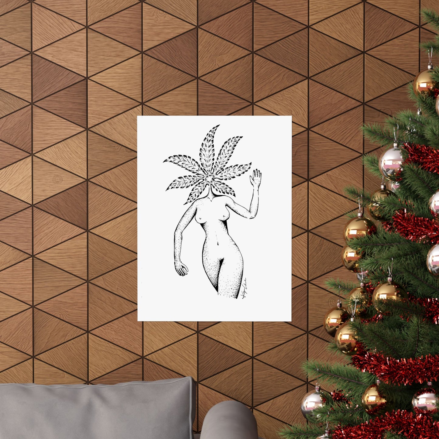 Botanical Art Poster - Unique Leafy Figure Design for Home Decor