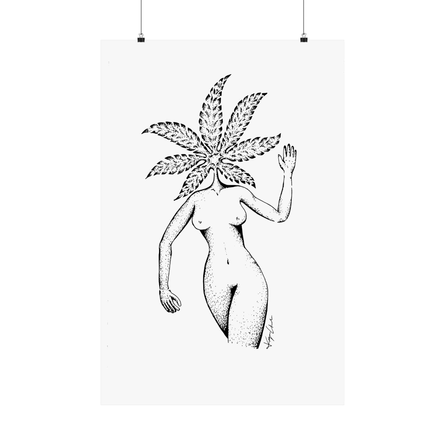Botanical Art Poster - Unique Leafy Figure Design for Home Decor